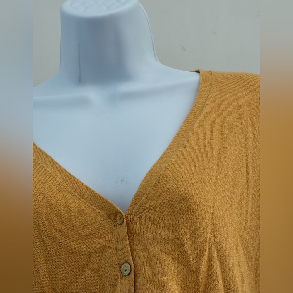 Eileen Fisher Mustard Yellow Button-Up Cardigan - Picture 3 of 9